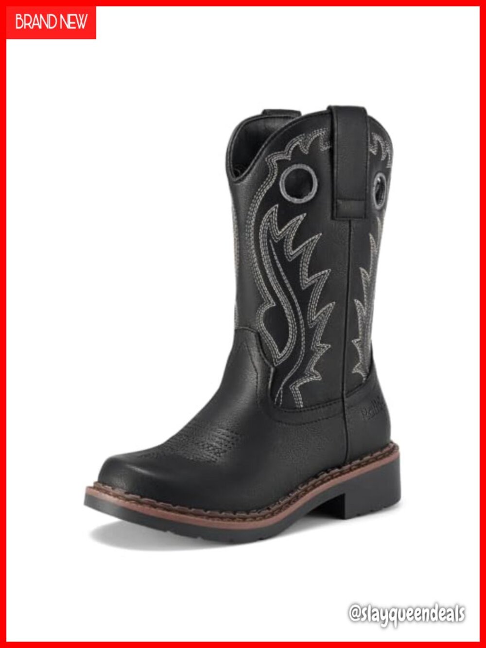 Kids Western Cowboy Boots with Synthetic Leather & Pull Tabs